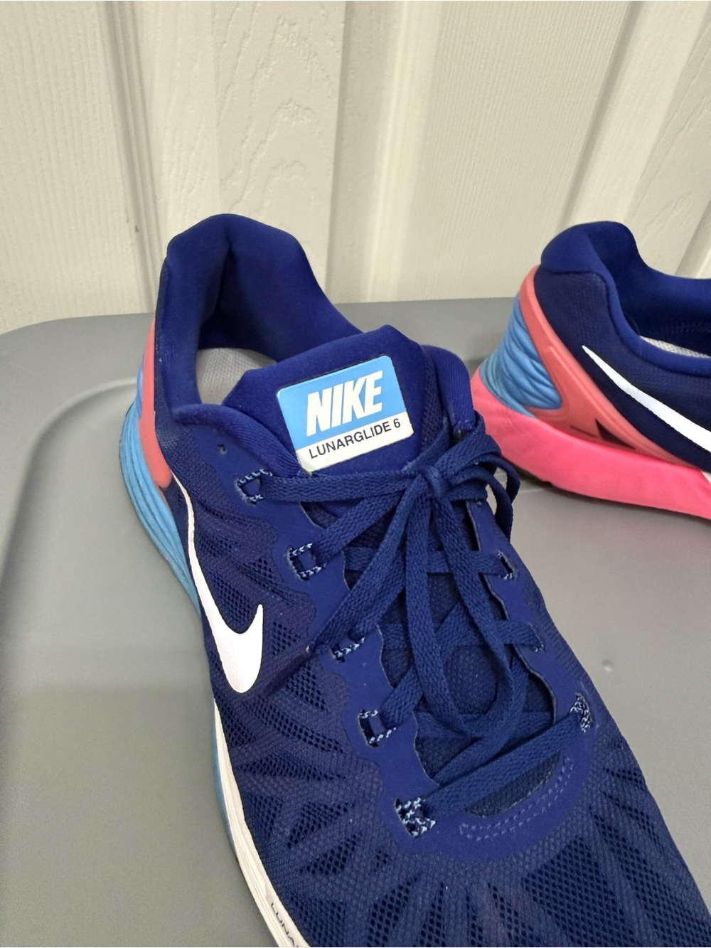 Nike Kids Navy Blue and Pink Lunarglide 6 Sneakers